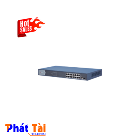 Switch POE GIGABIT 16 cổng PoE 1000M,  1 cổng SFP độc lập 1000M , 1 cổng RJ45 1000M, Layer 2